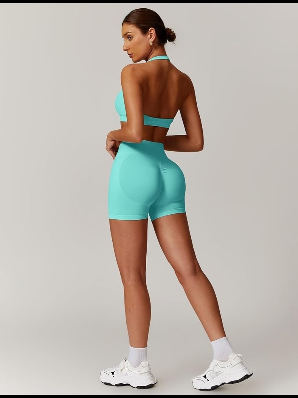 Source Unknown Aqua Athletic High-Waist Bike Shorts